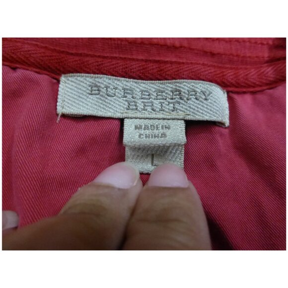 Burberry Brit Nova Check Red Short Sleeve Polo (Faint Stains, Pin-Hole, and ligh - Picture 4 of 12